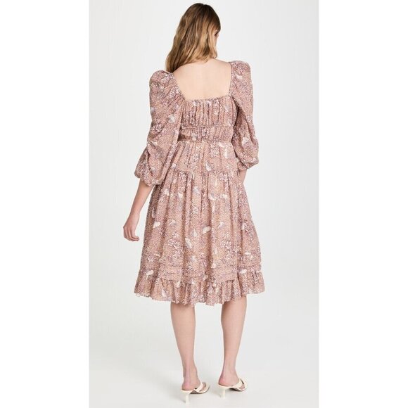 NWT Ulla Johnson Isla in Sandalwood Floral Print Cotton Midi Dress 6 $465 - Picture 2 of 8